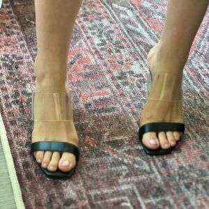 Clear Black Heeled Sandals Size 11
